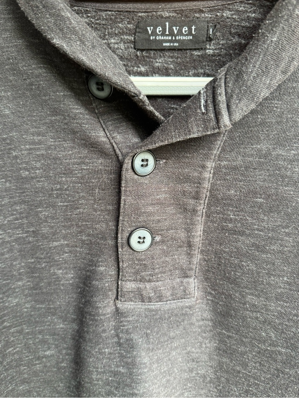 Velvet by Graham & Spencer Charcoal Button-Neck Pullover L - Picture 3 of 5
